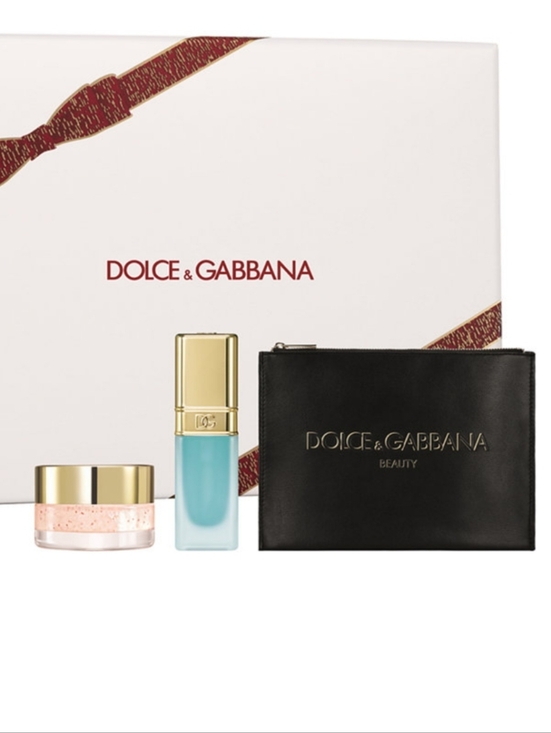 Dolce & Gabbana Other - Dolce & Gabbana Black Pouch Gift Set with Blue Gloss and Pink Jar